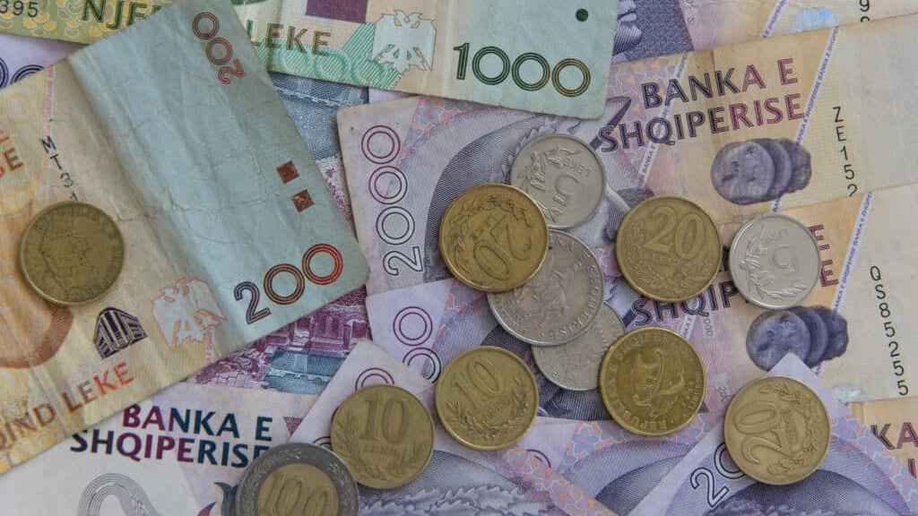 Albanian Lek banknotes and coins